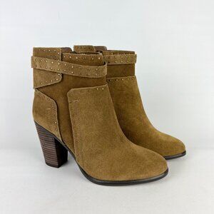 Vince Camuto Womens Faythes Suede Ankle Boots  Brown Block Heel Studded size 6